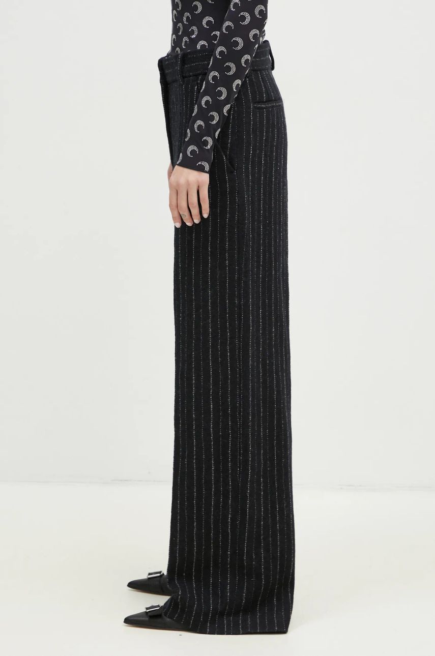 Hlače KENZO Striped Wide Leg Wool Pants Crna | FE62PA0949GM.99, 1