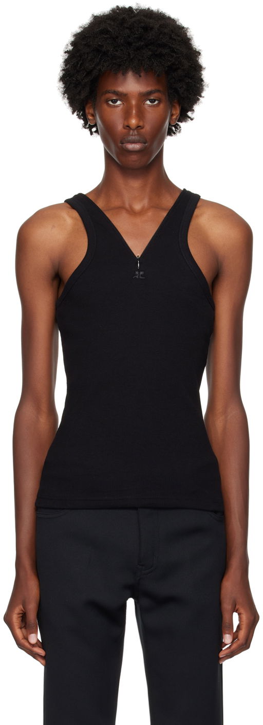 Majica bez rukava Courrèges Courrèges Zipped Tank Top Crna | 324JDE078JS0121