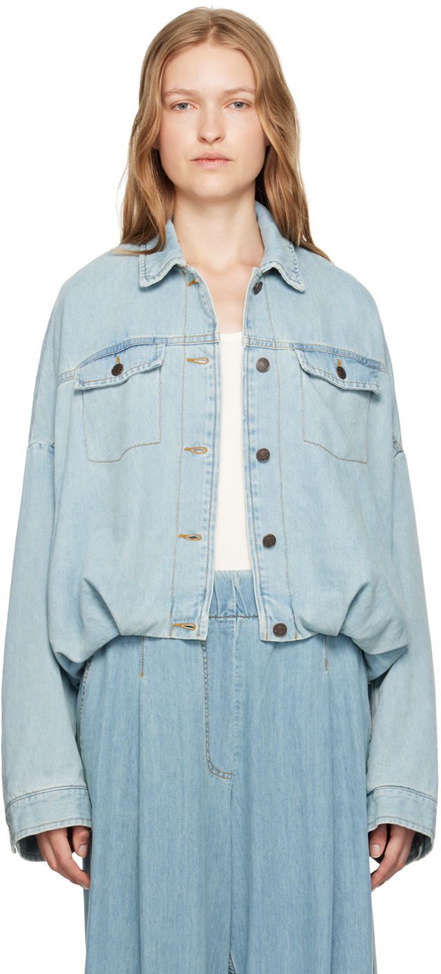 Jakna Dries Van Noten Round Denim Jacket Plava | 242-010506-9378