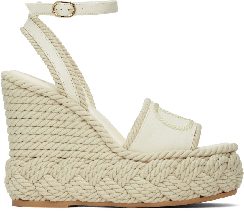 Njega cipela Valentino Valentino Garavani VLogo Torchon Wedge Sandals Bijela | 6W2S0JS0YWI
