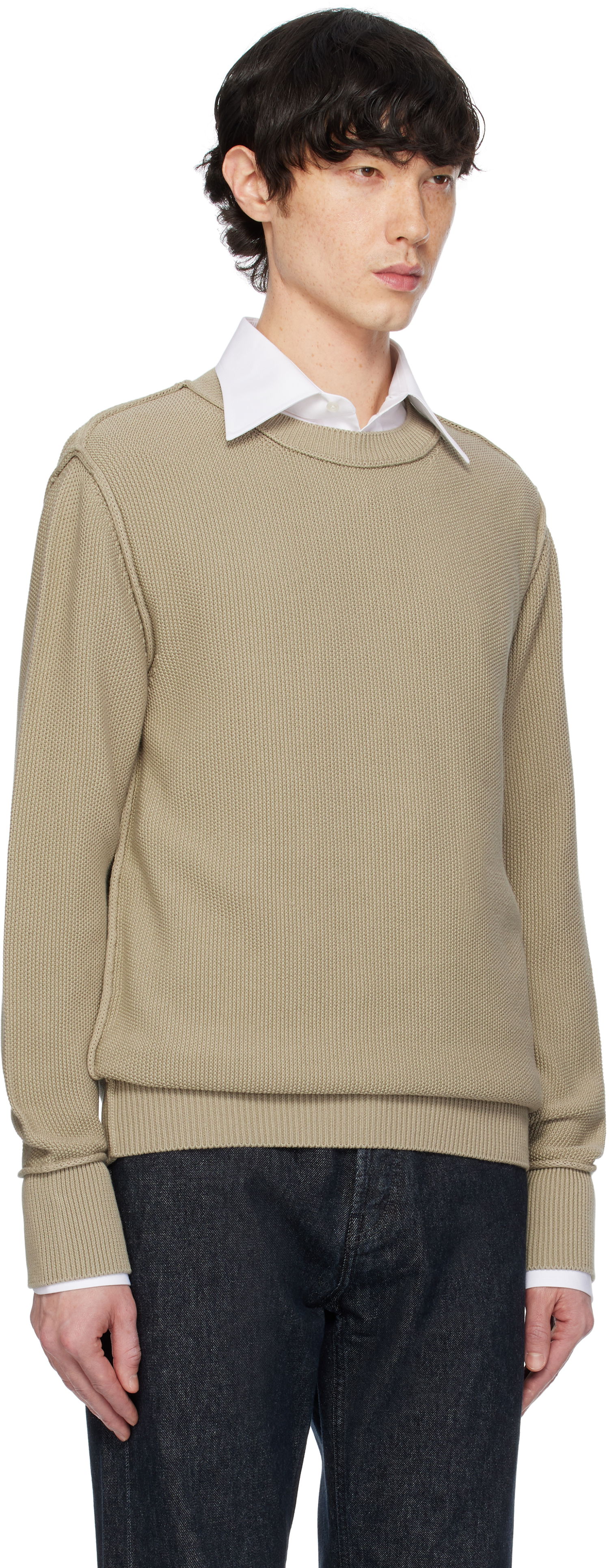 Džemper Moncler Moncler Textured Cotton Sweater Bež | K10919C00001M1367, 1