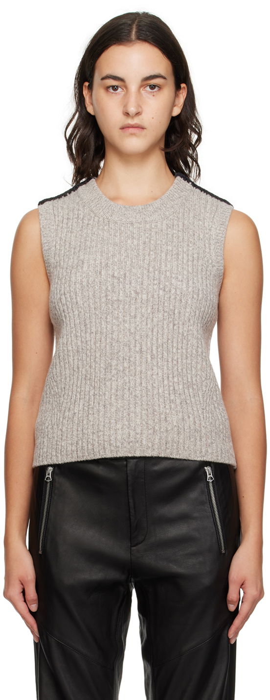 Džemper rag & bone Ingrid Knit Vest Siva | WAS23F044FS44