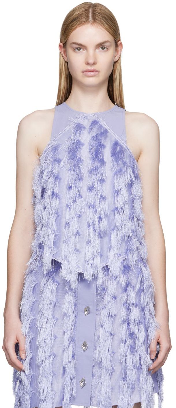 Majica bez rukava GANNI GANNI Fringe Camisole Top Ljubičasta | F7197