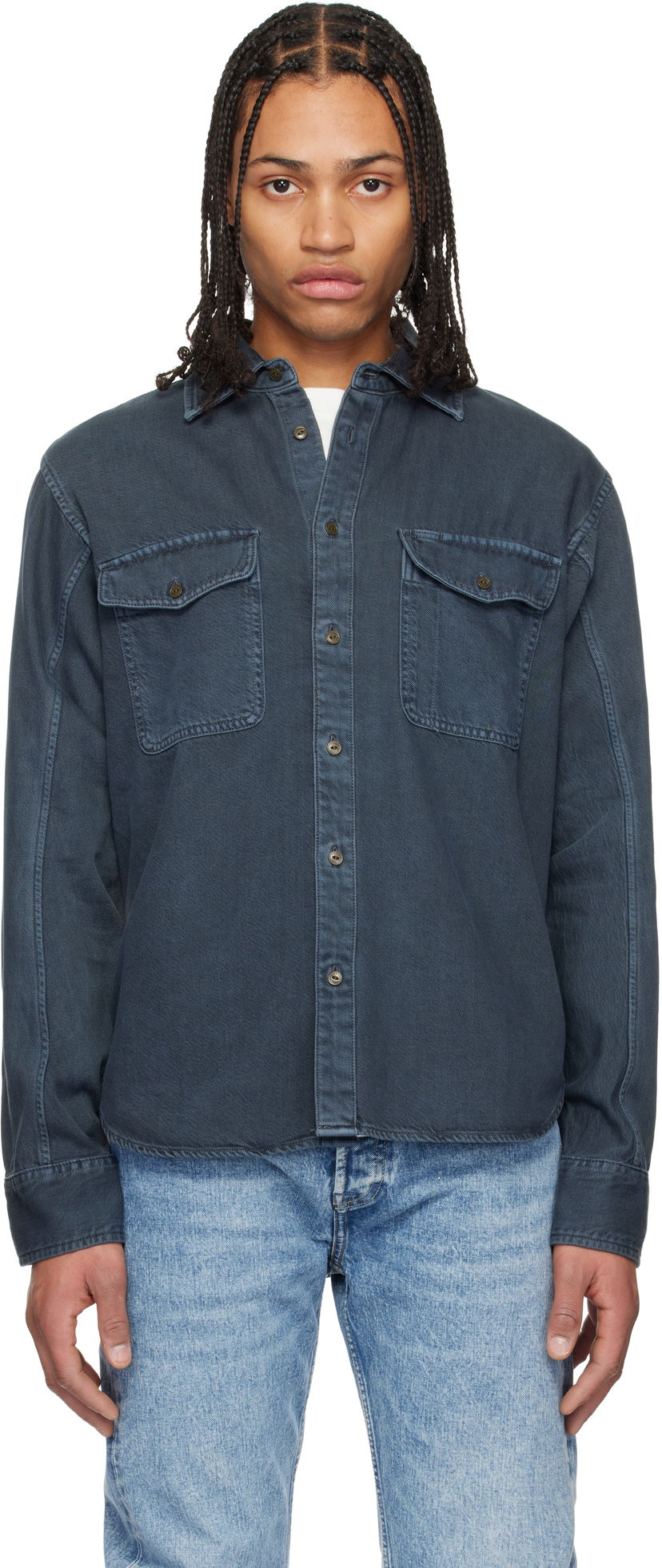 Košulja rag & bone rag & bone Featherweight Denim Shirt Plava | MED24S0004ZDMI