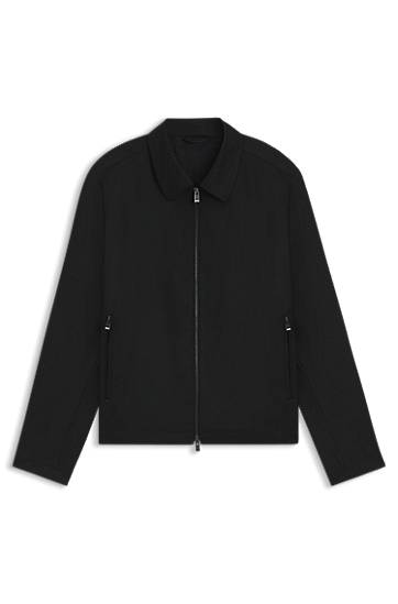 Jakna BOSS Slim-Fit Virgin-Wool Serge Jacket Crna | 50545898