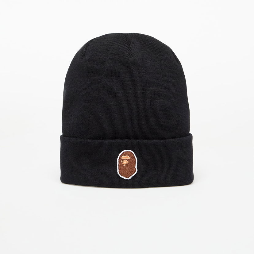 Kapica BAPE A BATHING APE One Point Ape Head Knit Cap Crna | 001HTL301006MBLK