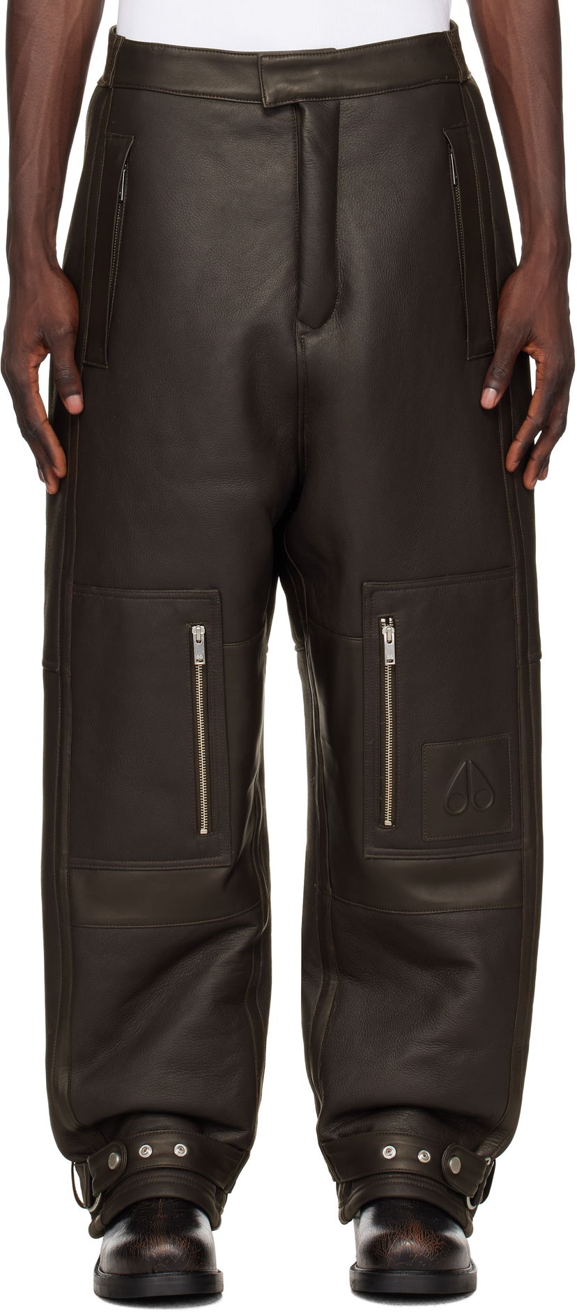 Cargo hlače Moose Knuckles Leather Cargo Pants Smeđa | M34ML331