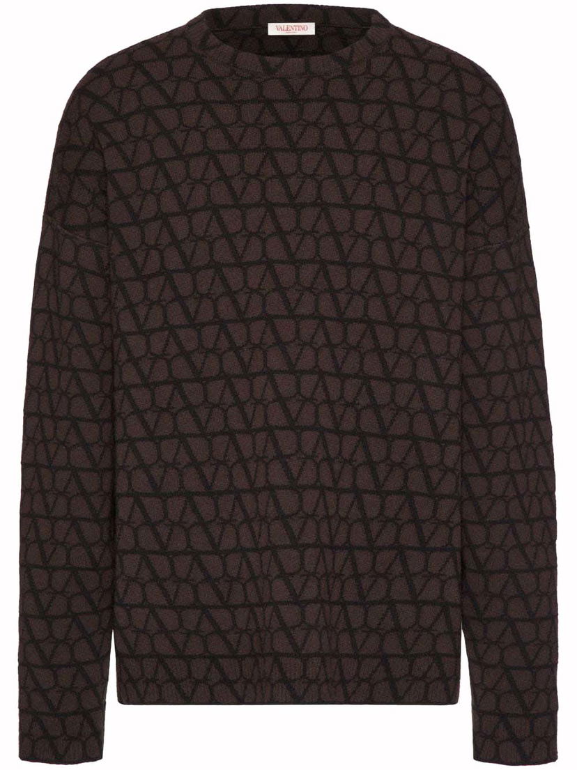 Džemper Valentino Allover Logo Knitwear Brown Smeđa | VKC27A9K3