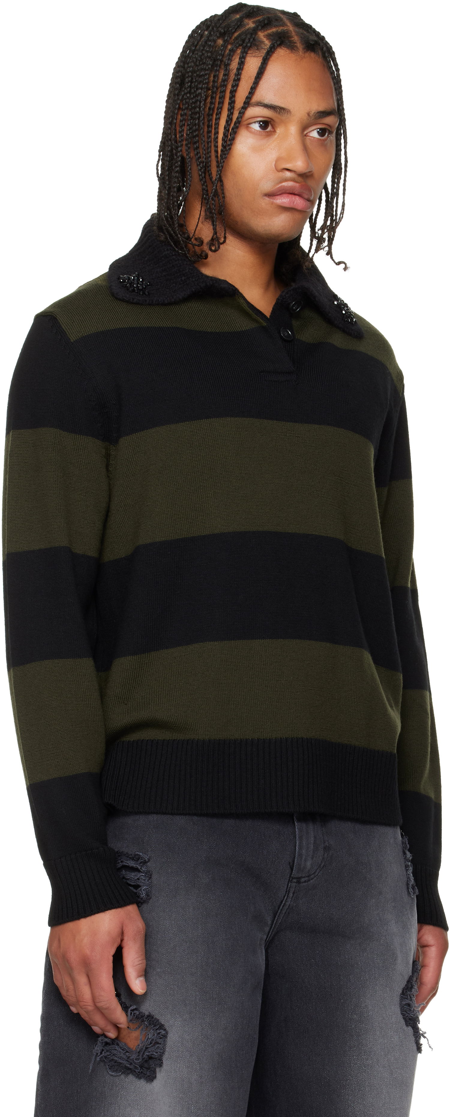 Polo majica Simone Rocha Simone Rocha Embellished Fuzzy Collar Rugby Polo Višebojno | VMK13SB 0646, 1