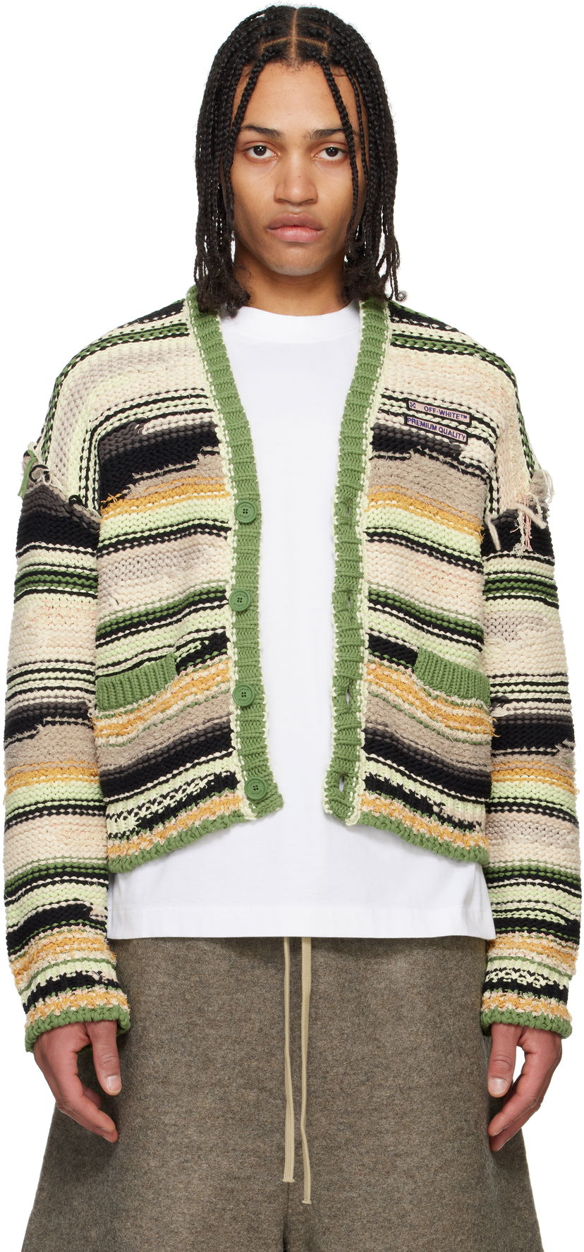 Džemper Off-White Off-White Premium Quality Striped Knit Cardigan Višebojno | OMHB02FS25KNI0015000