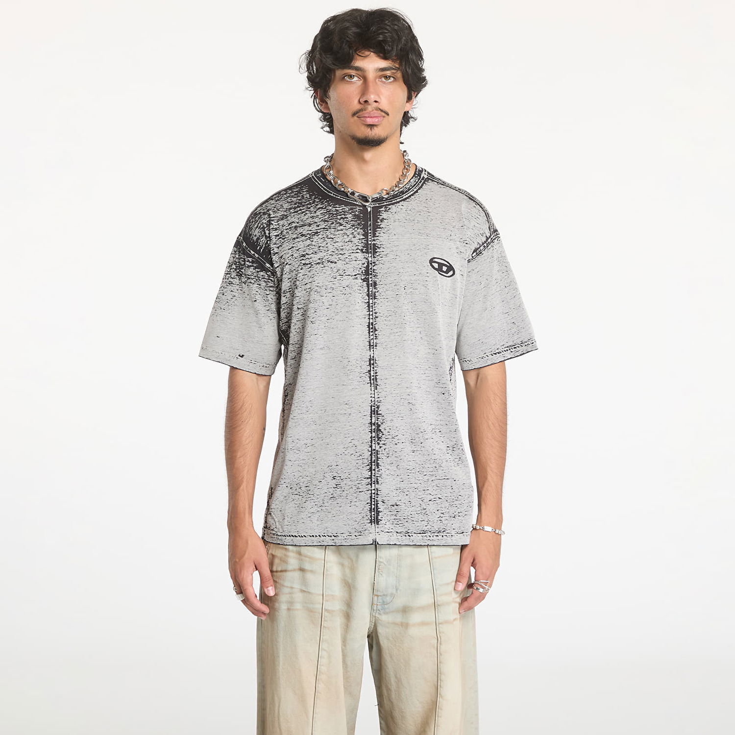 Majica kratkih rukava Diesel T-Boxt-Dev T-Shirt Silver Sconce Siva | A14738_0DRAN Silver Sconce, 0