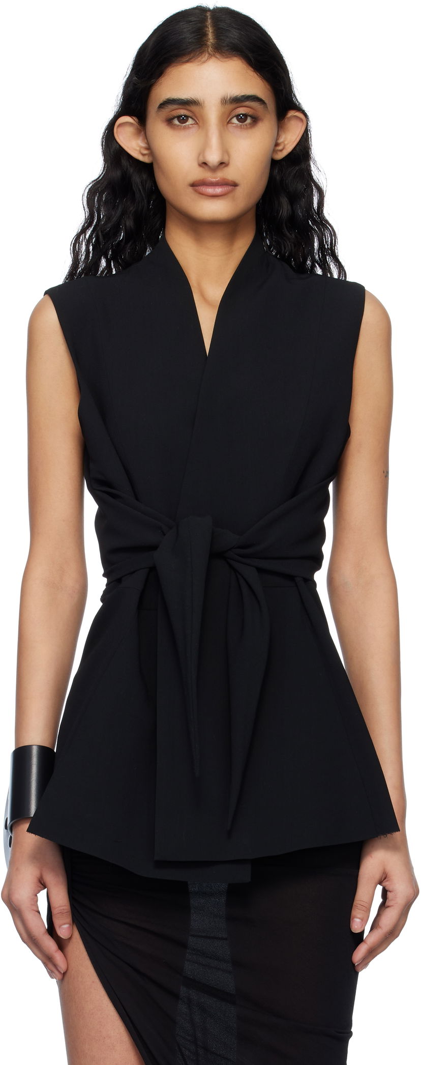 Prsluk Rick Owens Rick Owens Hollywood SL Strutter Sleeveless Wrap Blouse Crna | RP01E7709 WLP