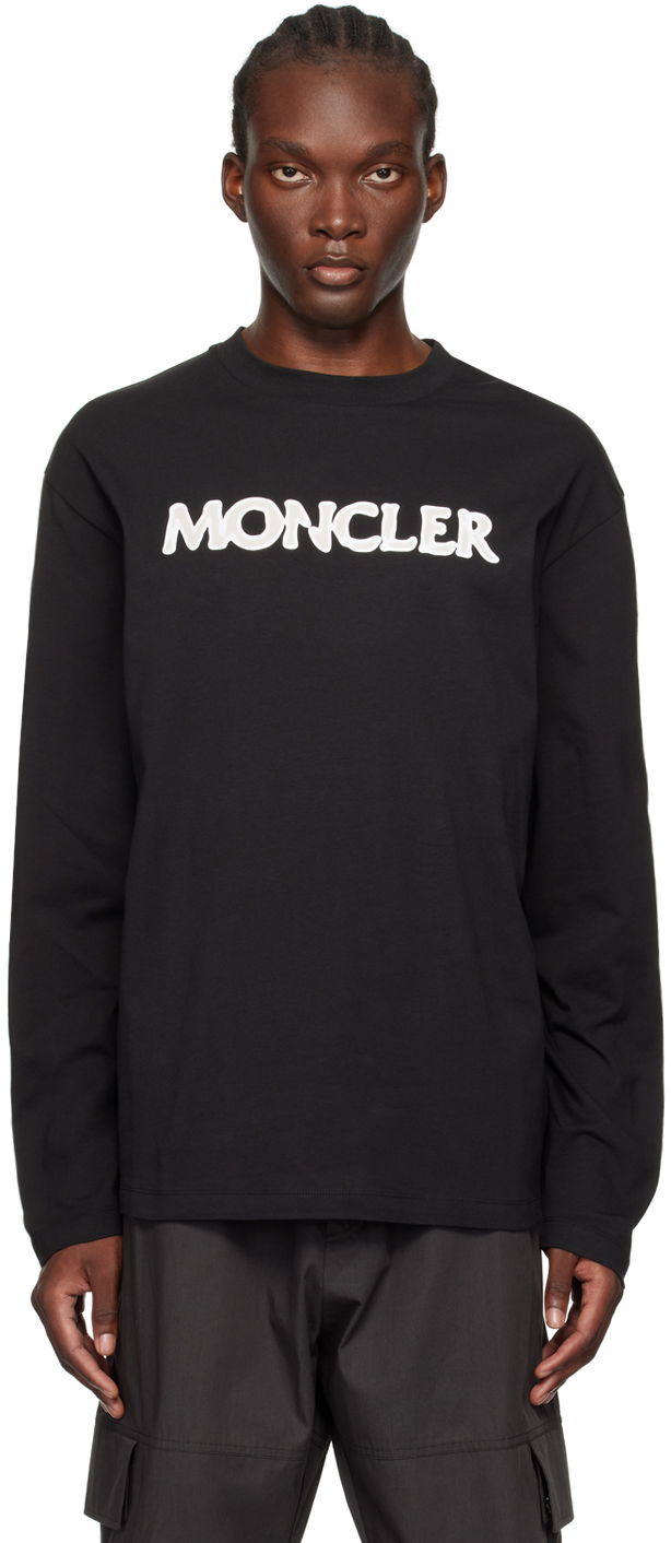 Majica kratkih rukava Moncler Black Logo Appliqué Long Sleeve T-Shirt Crna | J20918D0000489AJS