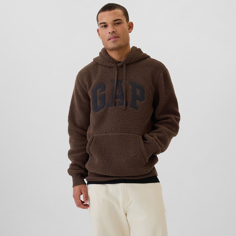 Dukserice GAP Logo Sherpa Hoodie Woodsy Brown Smeđa | 498353-01