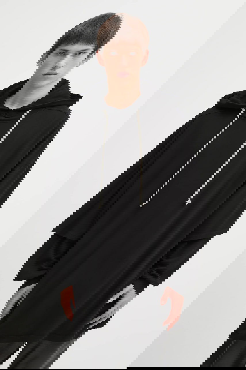 Dukserice Rick Owens Rick Owens DRKSHDW Tommy Hustler Oversized Layered Sleeve Hoodie Crna | DU02E7271.JDB, 0