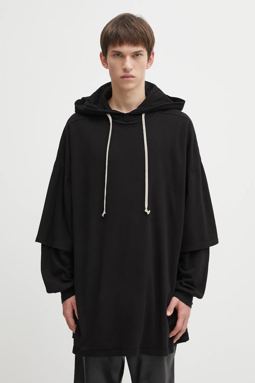 Dukserice Rick Owens Rick Owens DRKSHDW Tommy Hustler Oversized Layered Sleeve Hoodie Crna | DU02E7271.JDB