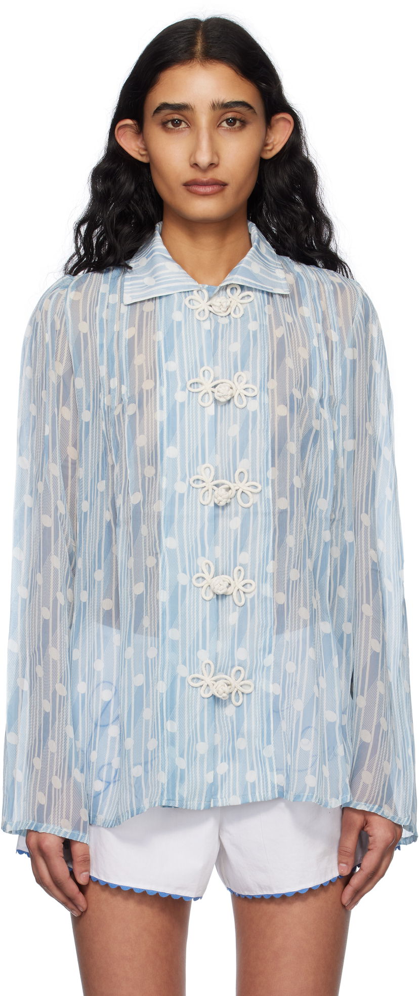 Košulja Bode Bode Meridian Print Blouse Plava | WRS25SH031