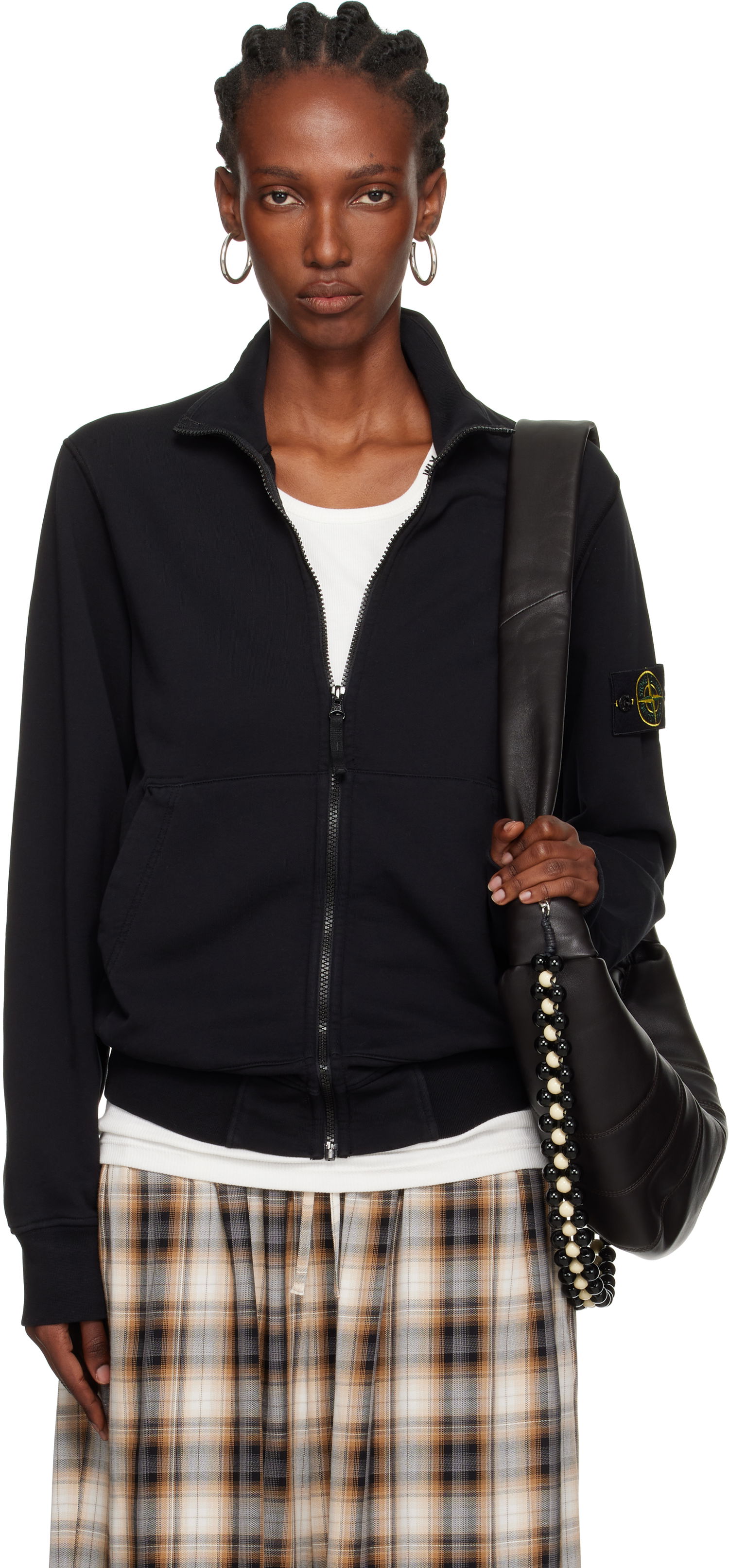 Jakna Stone Island Stone Island Organic Cotton Fleece Jacket Crna | K2S15 6100063 S0051, 0