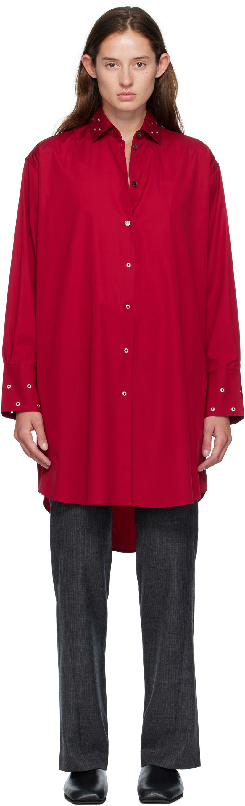 Haljina OUR LEGACY Frock Shirt Midi Dress Crvena | W4257FL
