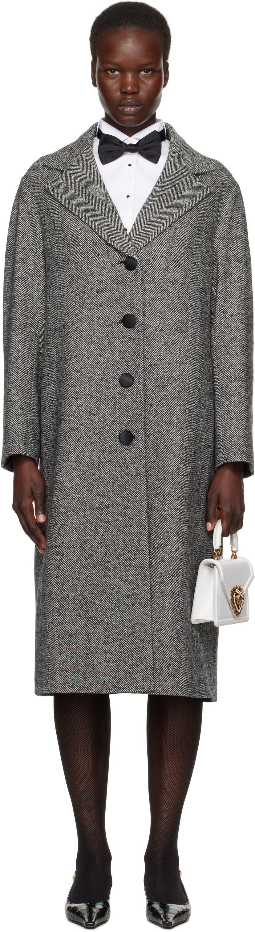 Kaputi Dolce & Gabbana Mixed Wool Long Coat Siva | F0F1NT FCMC3