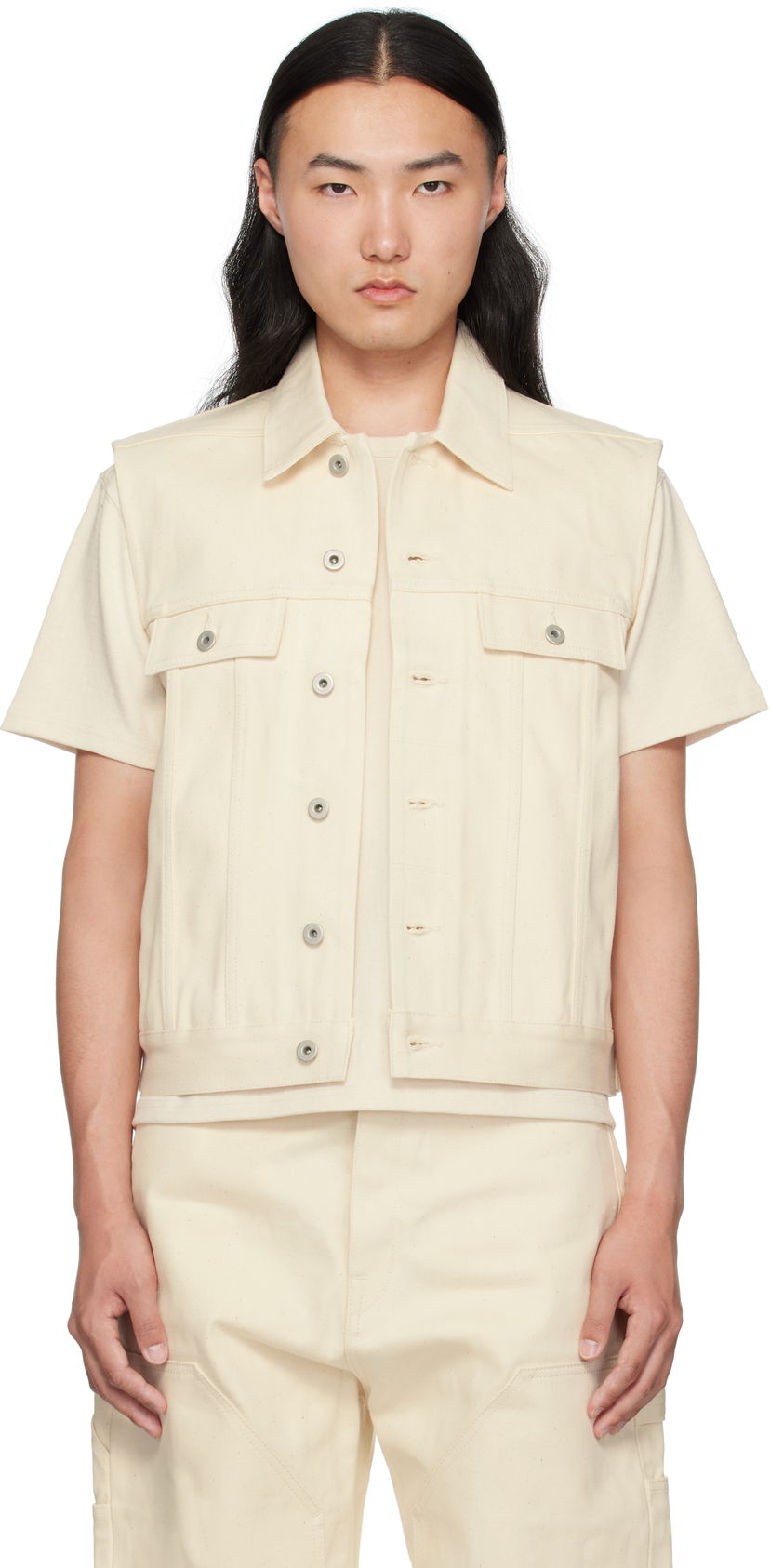 Prsluk Rick Owens Rick Owens DRKSHDW Hollywood SL Trucker Denim Vest Bijela | DL01E6798 HNJP