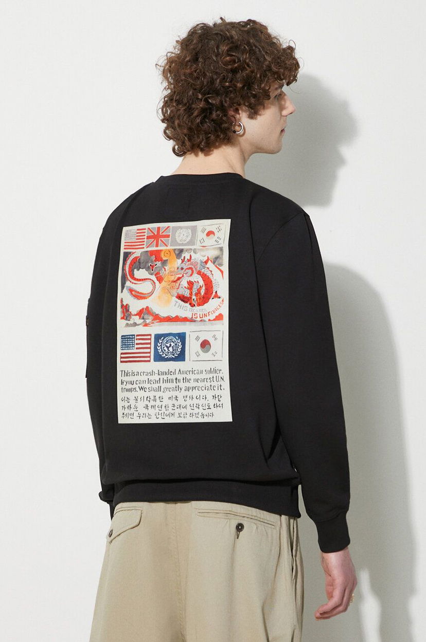 Dukserice Alpha Industries Sweatshirt With Print Crna | 136300
