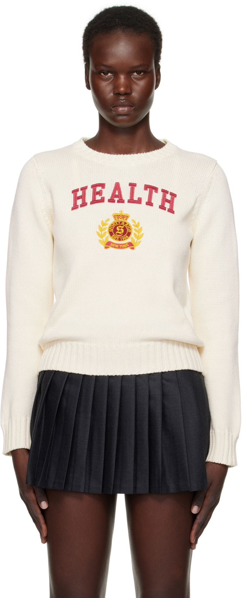 Džemper Sporty & Rich 'Health' Crest Knitted Sweater Bijela | WS065506240CR01
