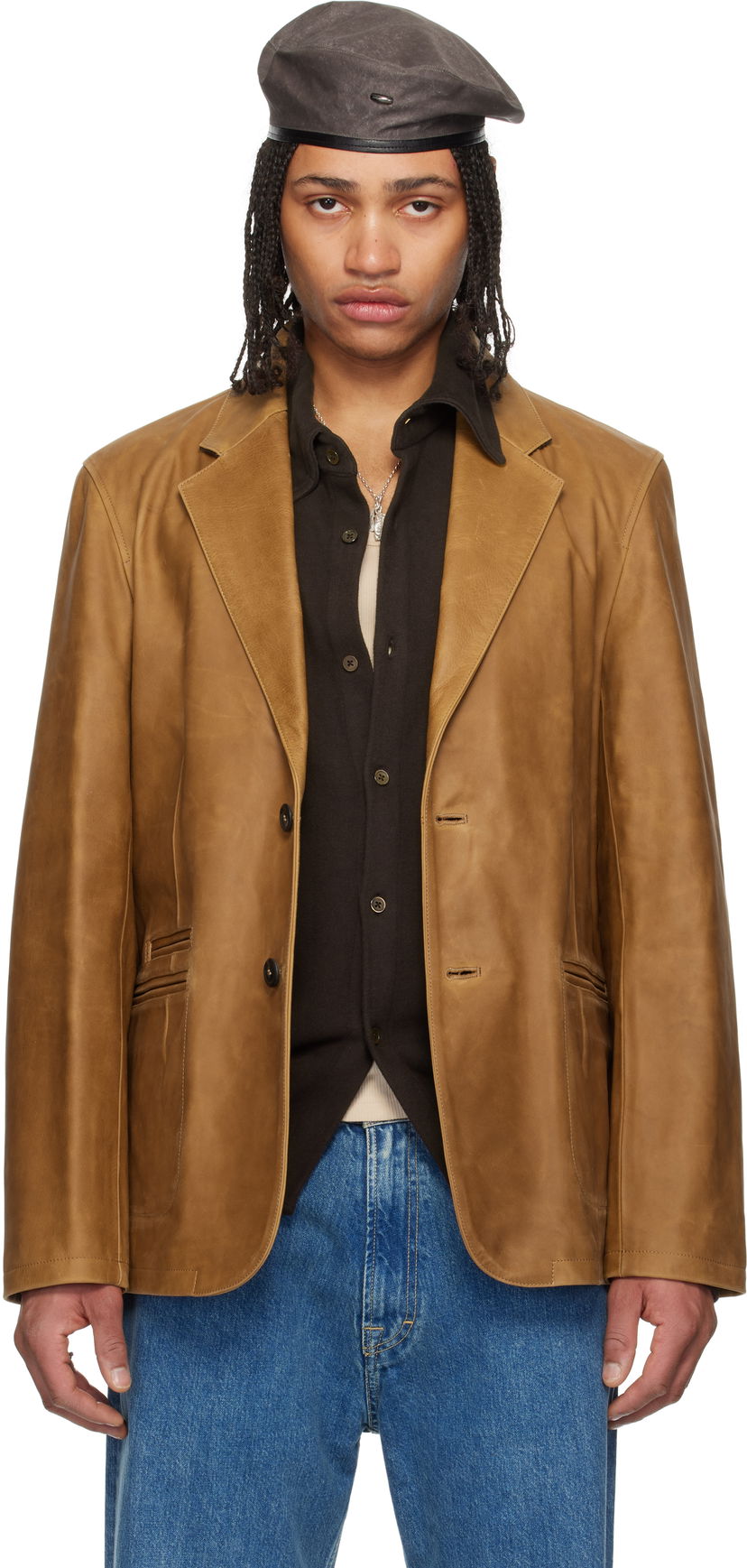 Jakna OUR LEGACY Our Legacy Opening Leather Blazer Smeđa | M2259OBL