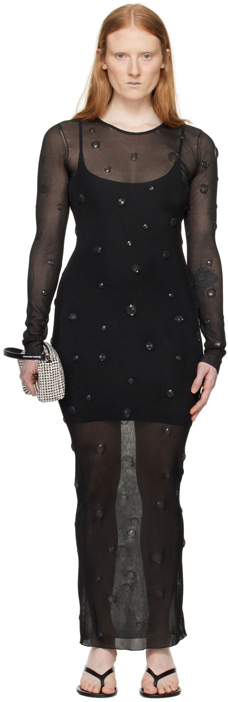 Haljina Alexander Wang Gem Mesh Maxi Dress Crna | 1KC2246020