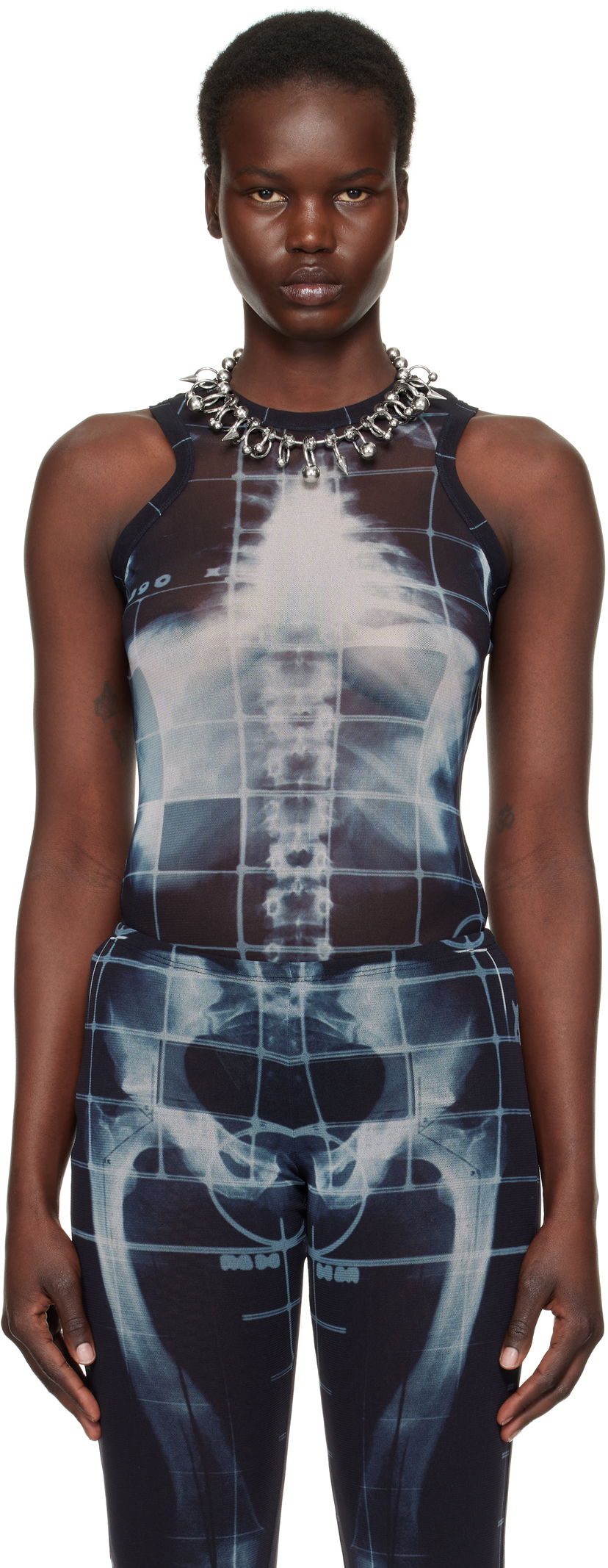 Tajice Jean Paul Gaultier Jean Paul Gaultier 'The Squeletor' Bodysuit Crna | 25/33-F-BD058-T580-005956