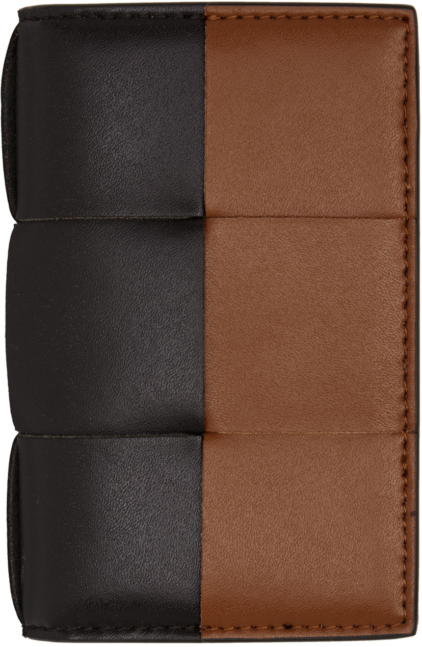 Novčanik Bottega Veneta Brown & Tan Cassette Flap Card Case Wallet Crna | 748053V4HD3