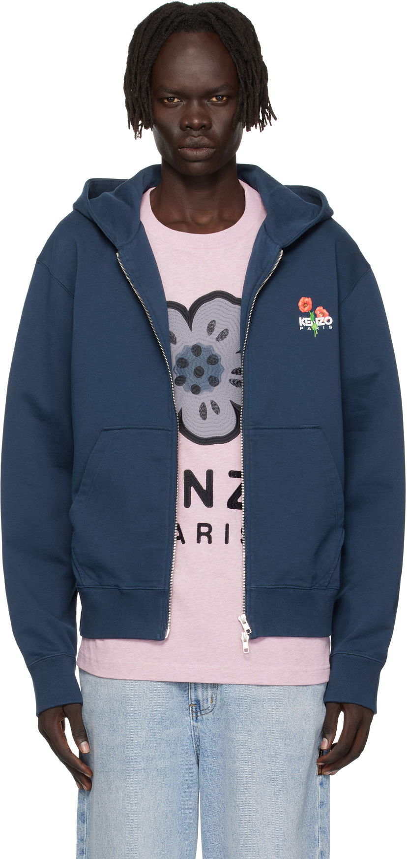 Dukserice KENZO Kenzo 'KENZO Archive Bouquet' Full-Zip Hoodie Tamnoplava | FF65HO2554MF