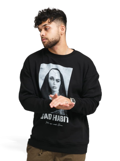 Dukserice Urban Classics Bad Habit Crewneck Crna | MT1491