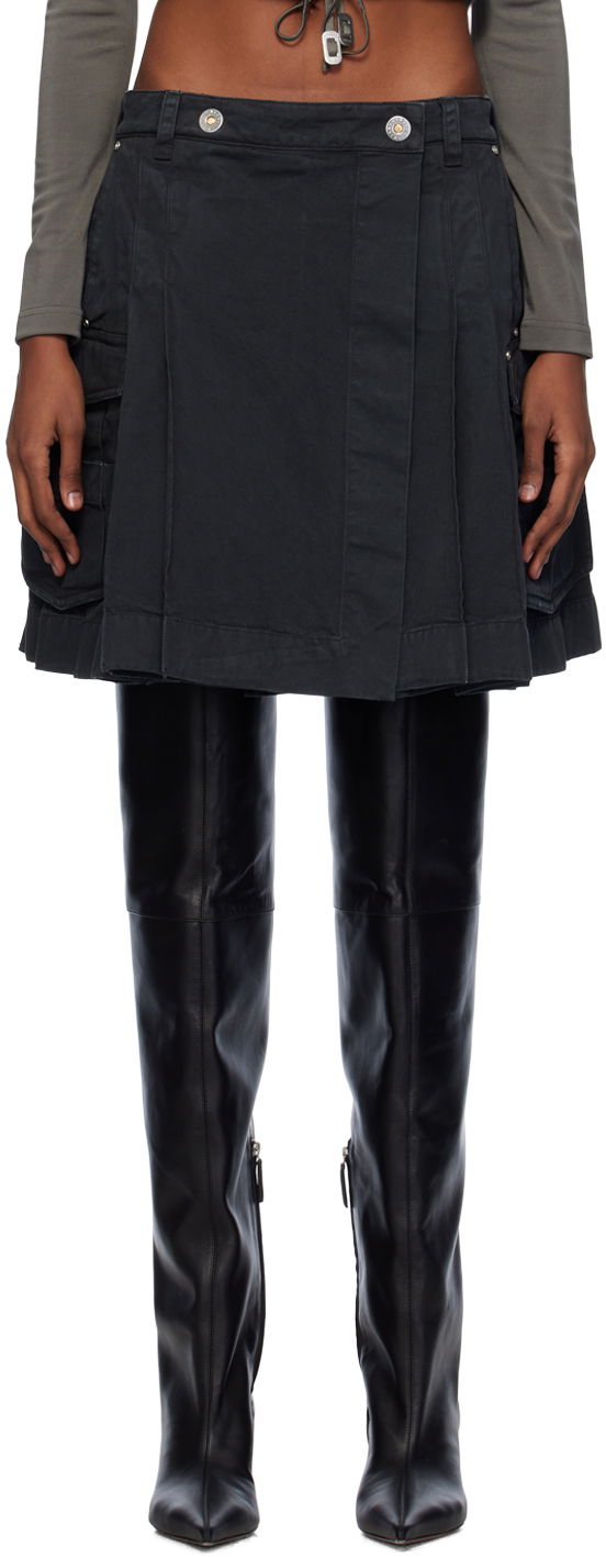 Suknja Dion Lee Kilt Denim Midi Skirt Crna | C1005PS24