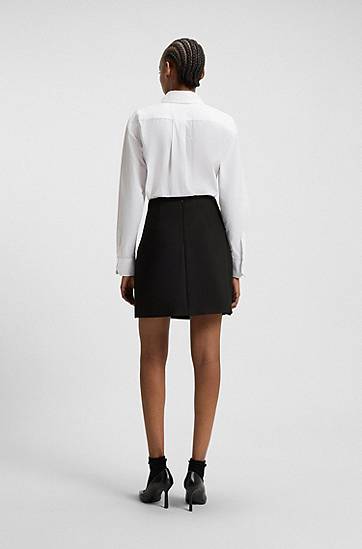 Suknja BOSS Wrap-front Skirt with Knot Button Crna | 50547624, 1