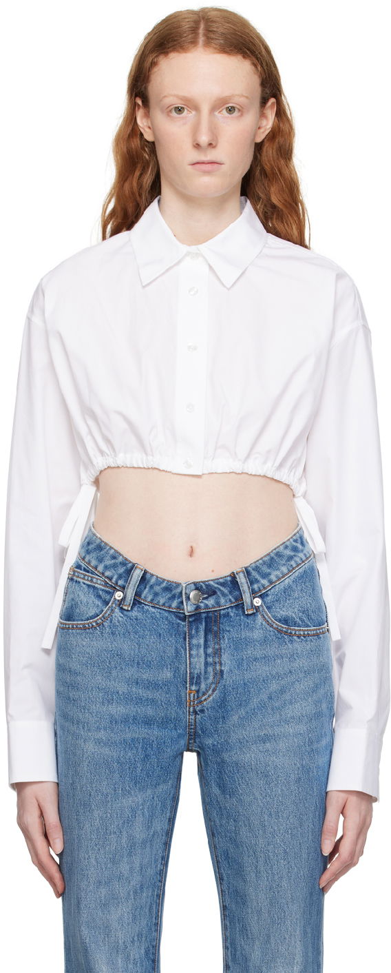 Košulja Alexander Wang Alexanderwang.t Cropped Tie-Hem Shirt Bijela | 4WC3231400