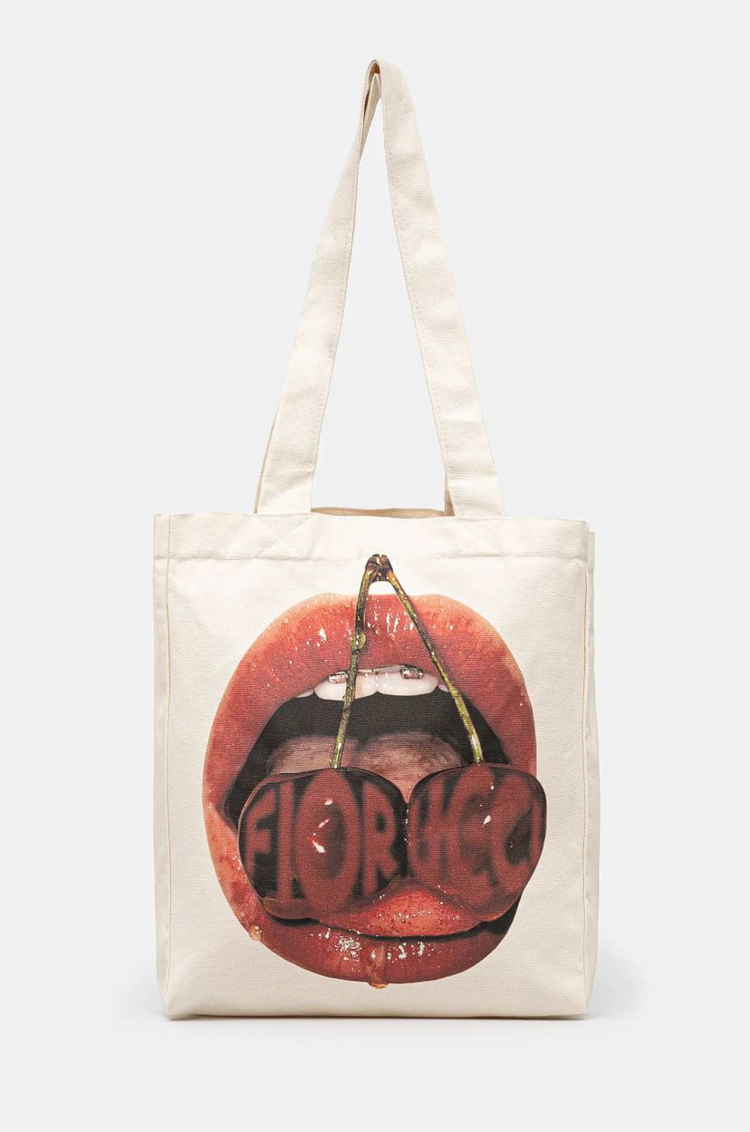Tote bag Fiorucci Mouth Print Canvas Tote Bag Bijela | U01FPABA207CO03WH02