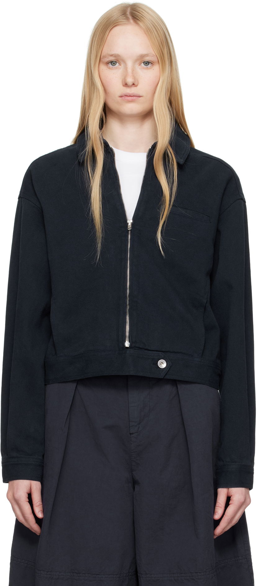 Jakna YMC YMC Burnside Cropped Zip-Up Jacket Crna | Q5YAA