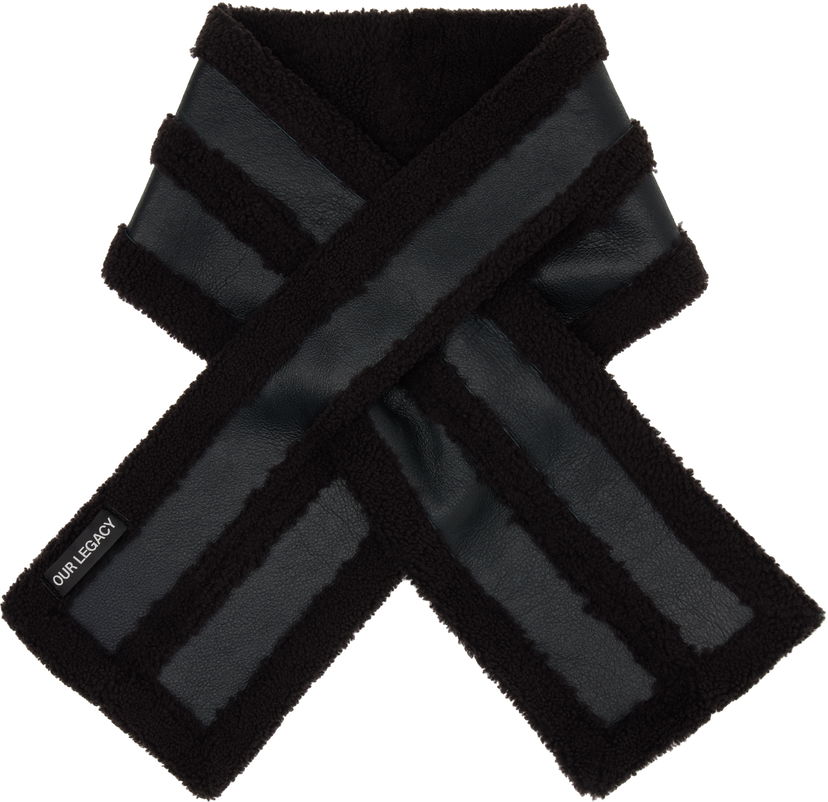 Šal OUR LEGACY Our Legacy Blizzard Faux Leather and Shearling Scarf Crna | A4258BDA