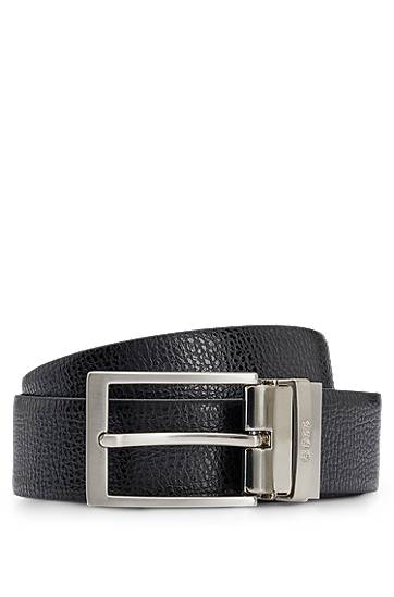 Pojasevi BOSS Reversible belt in grained Italian leather with logo keeper Crna | 50447116