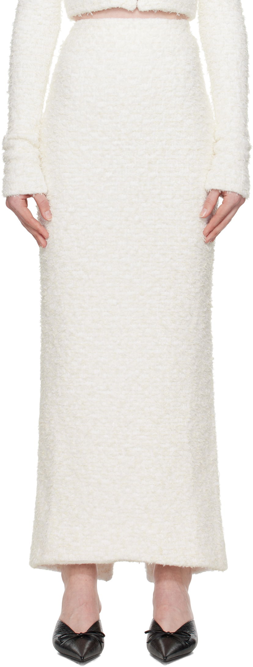 Suknja Balenciaga Balenciaga Tweed Maxi Skirt Bijela | 796952 T3328