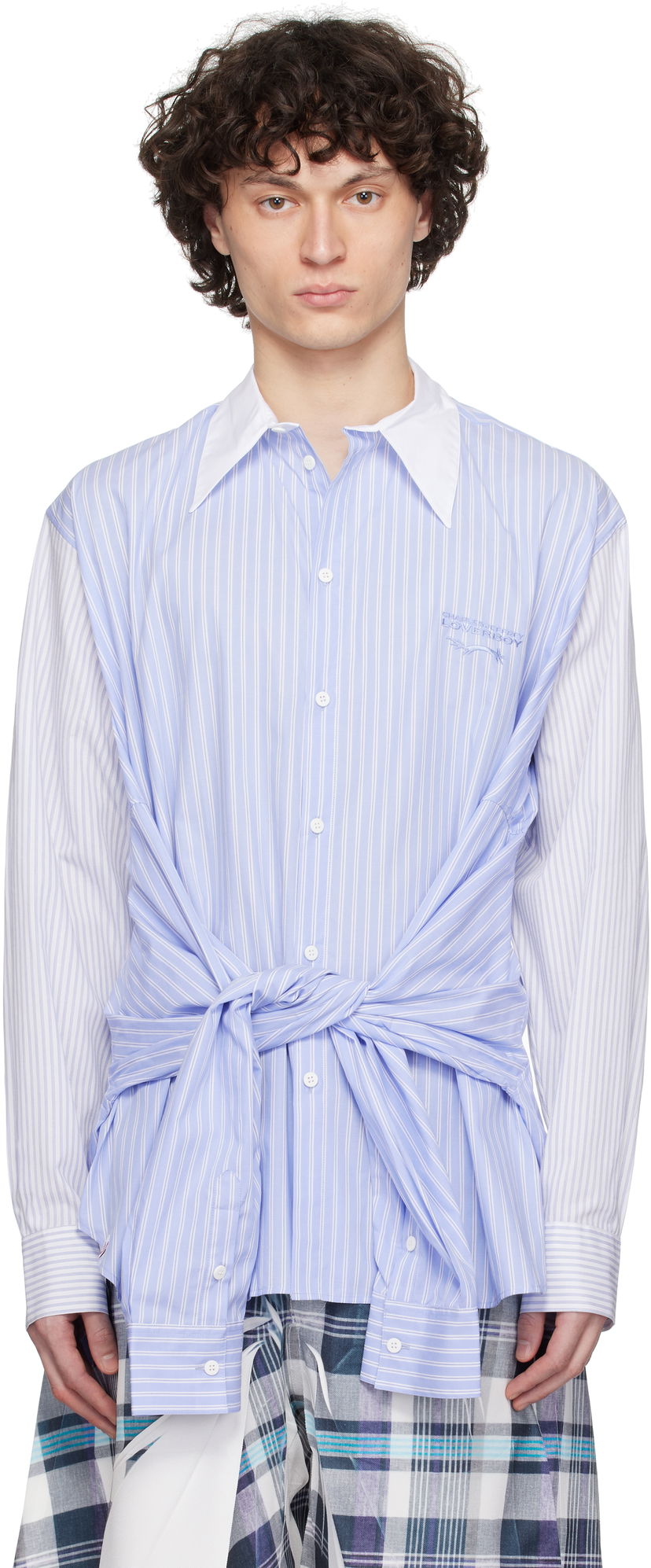 Košulja Charles Jeffrey Loverboy Charles Jeffrey LOVERBOY Hug Tie-Front Striped Shirt Plava | 54070302