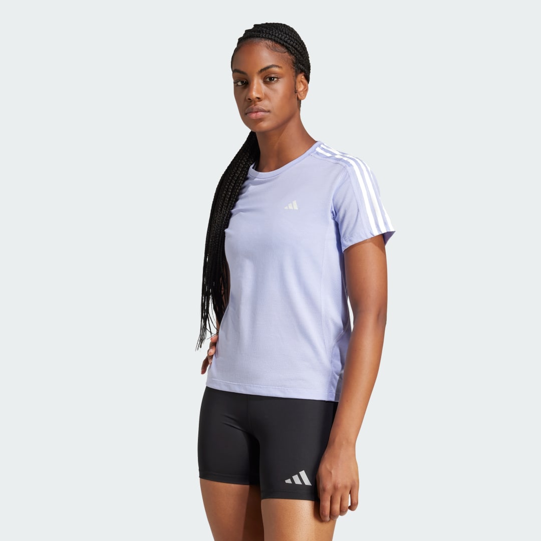 Majica kratkih rukava adidas Performance Own the Run 3-Stripes Tee Ljubičasta | JD2276, 0