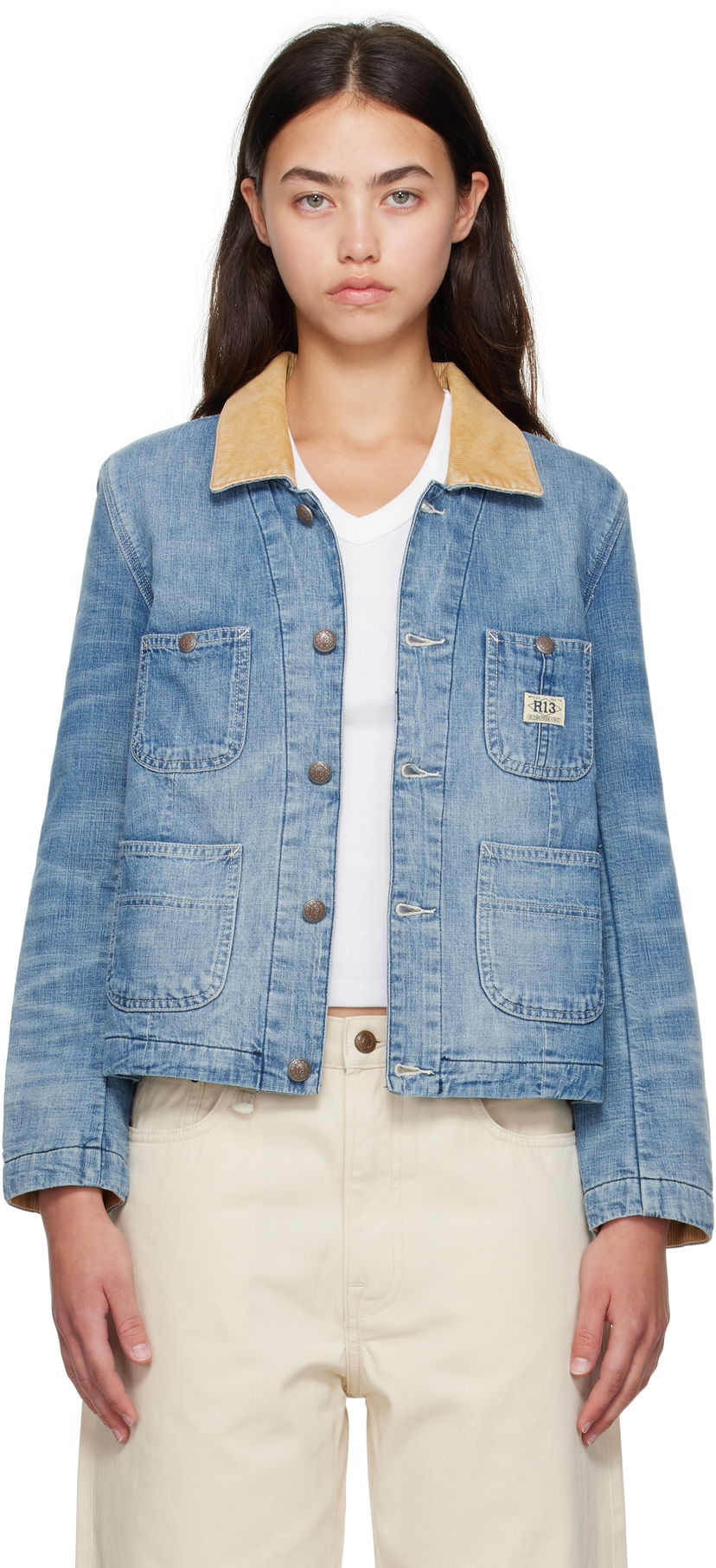 Jakna R13 Cropped Denim Chore Jacket Plava | R13WD183-D346A