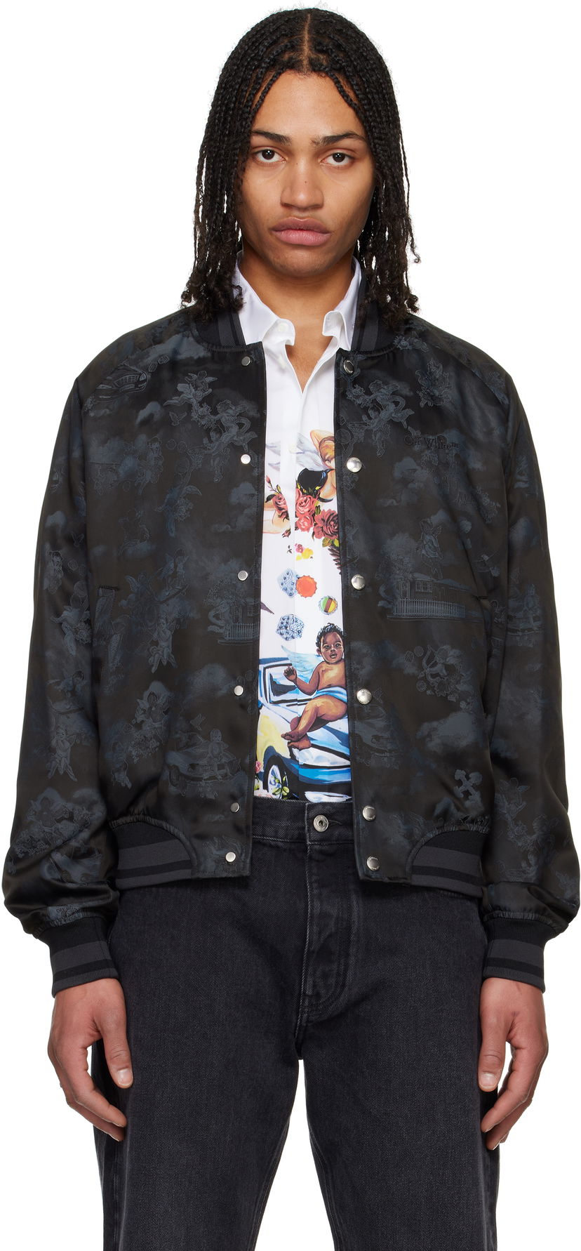 Bomber jakna Off-White Off-White Fresco Souvenir Varsity Bomber Jacket Crna | OMEH05AS25FAB0020210