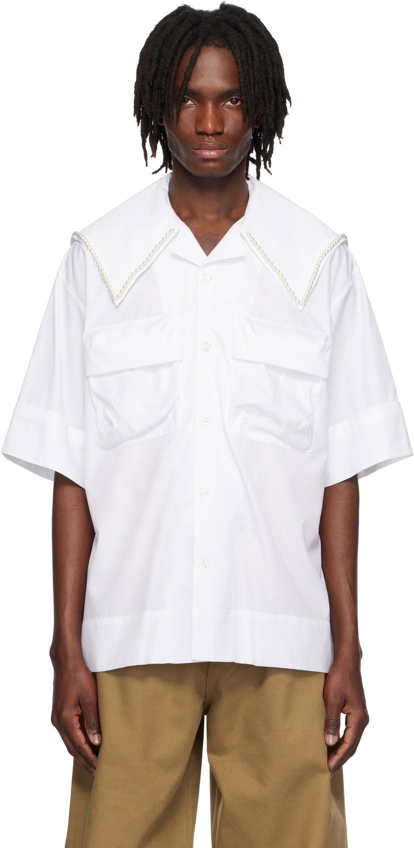 Košulja Simone Rocha Simone Rocha Cargo Flap Pocket Sailor Collar Shirt Bijela | 5312B 1025