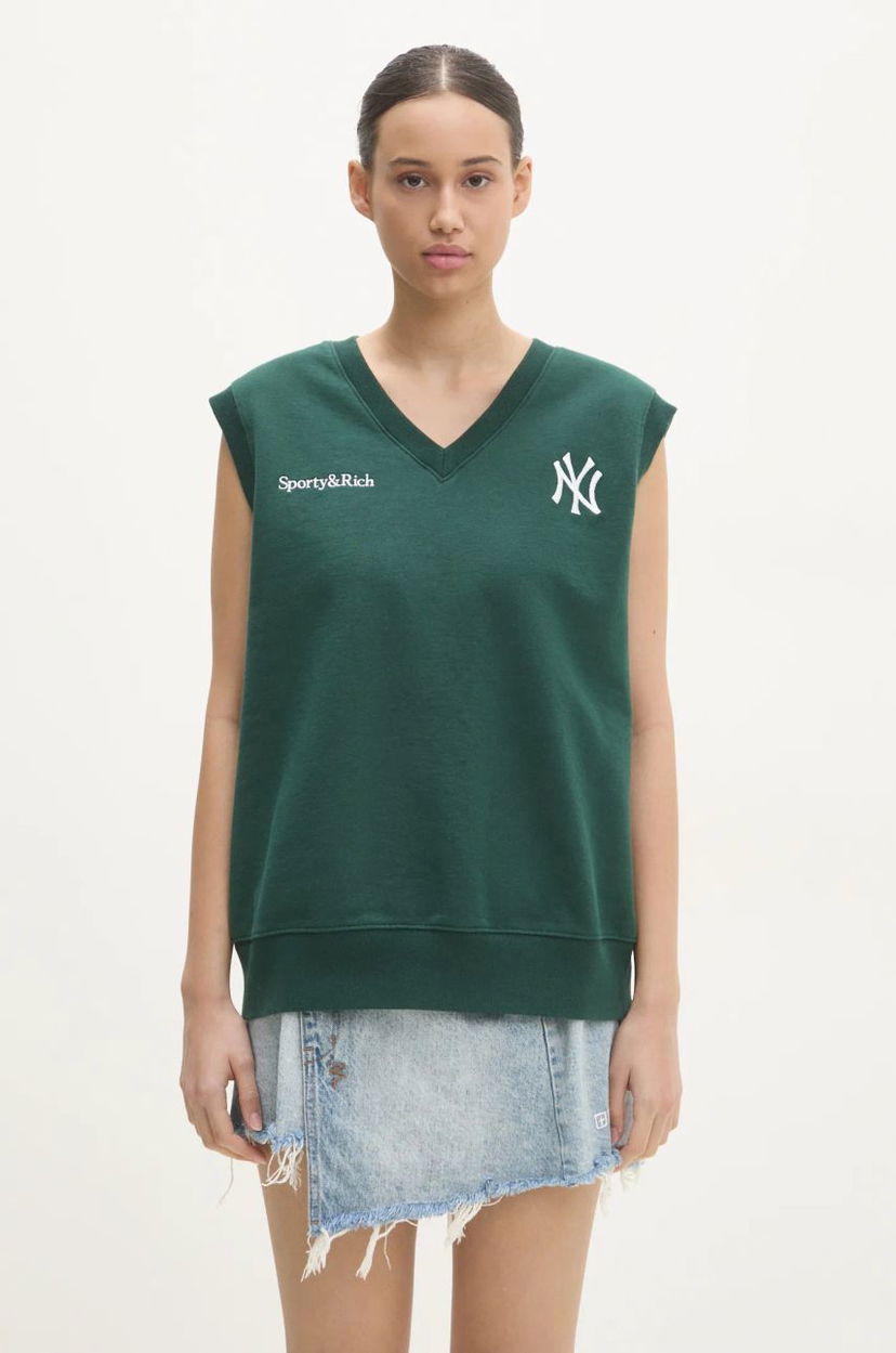Majica bez rukava Sporty & Rich Yankees Serif V-Neck Vest Zelena | ST045505300GR10