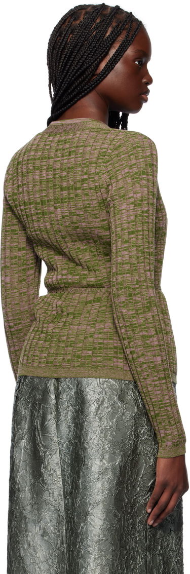 Džemper Dries Van Noten Dries Van Noten Rib-Knit Tie Cardigan Zelena | 251-011229-1716, 2