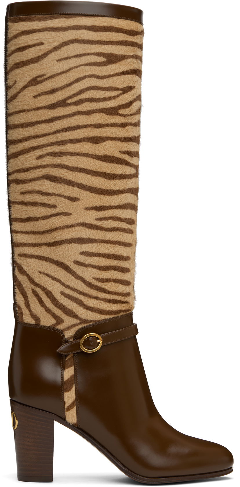 Odjeća Valentino Valentino Garavani Pattie Zebra-Print Tall Boots Smeđa | 6W2S0LD6SHF
