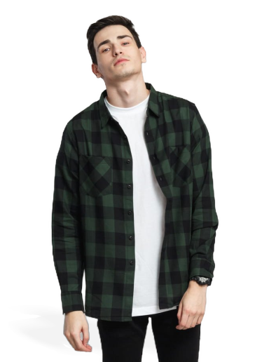Košulja Urban Classics Checked Flanell Shirt Zelena | tb297 blckgrn